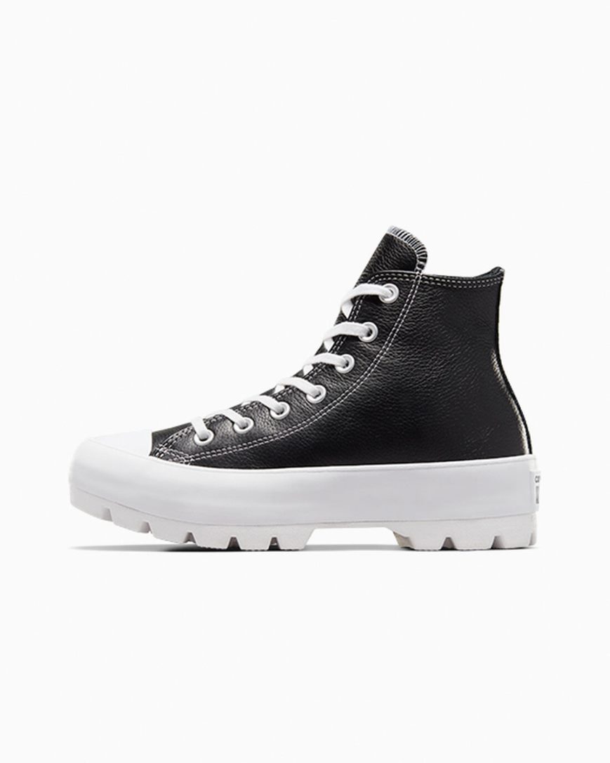 Tenisi Inalti Dama Converse Chuck Taylor All Star Lugged Piele Negrii Albi | RO QKUYT805